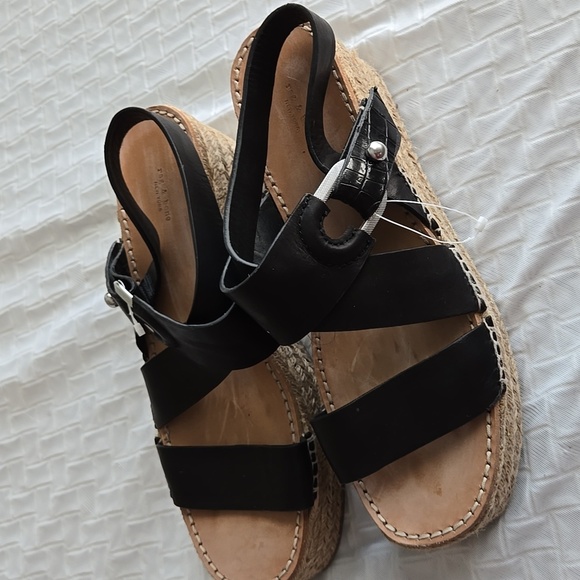 rag & bone August Leather Wedge Platform Sandals In Black - Picture 3 of 8